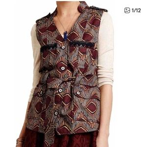Anthropologie Elevenses geo safari vest Sz XS